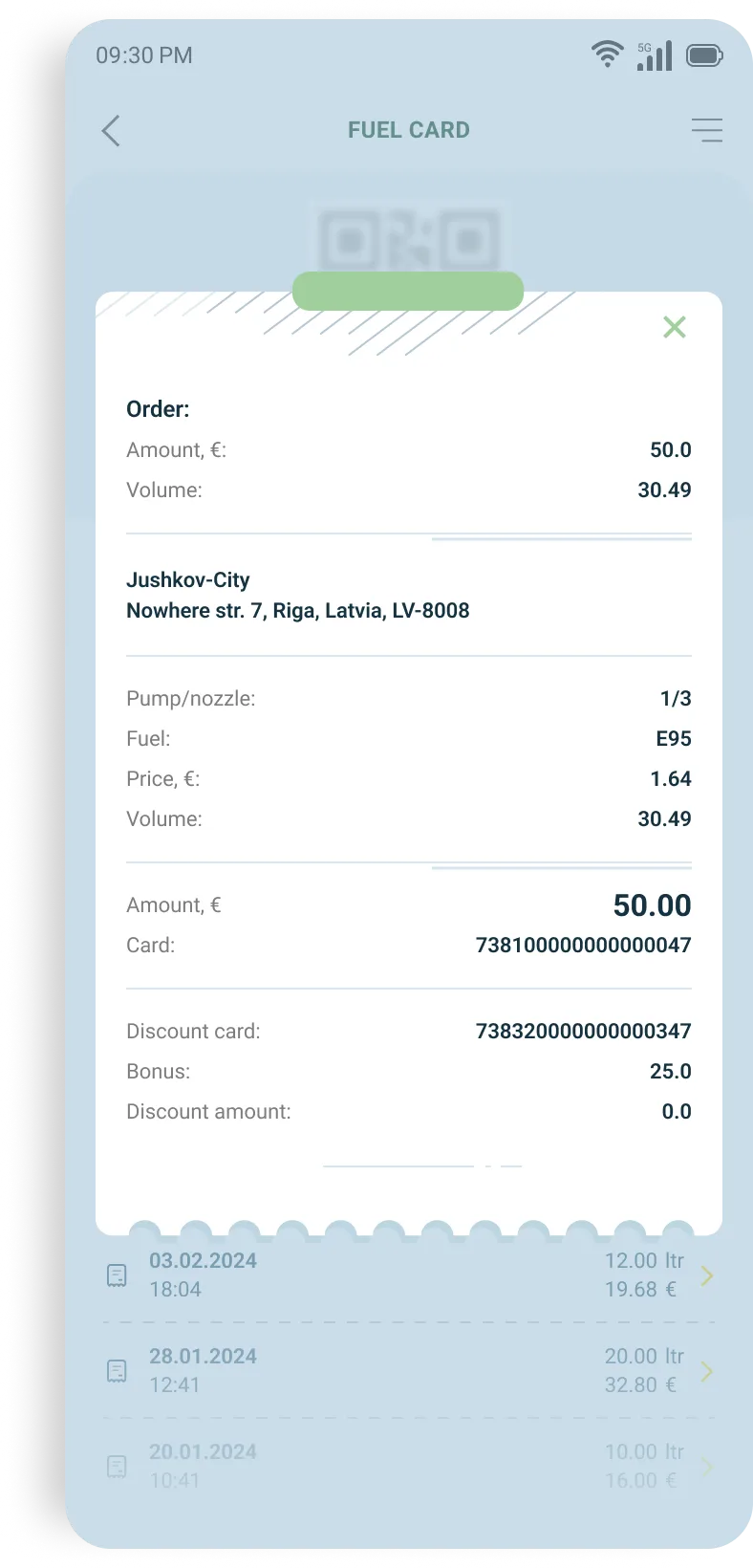 Fiscal receipt in the app