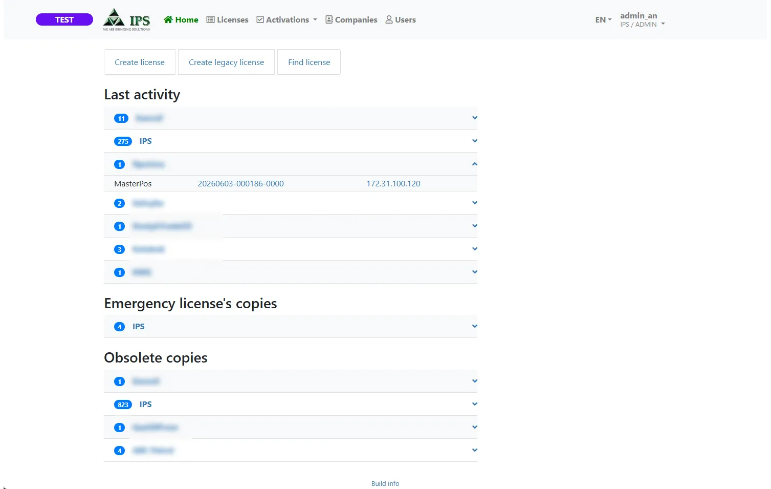The licence management console — 1