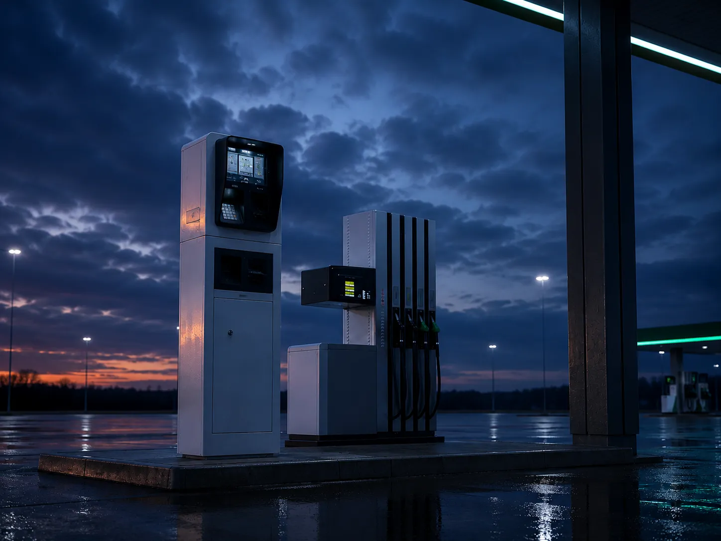 Outdoor payment terminal on a forecourt